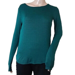 Loft Green Long Sleeve Striped Top